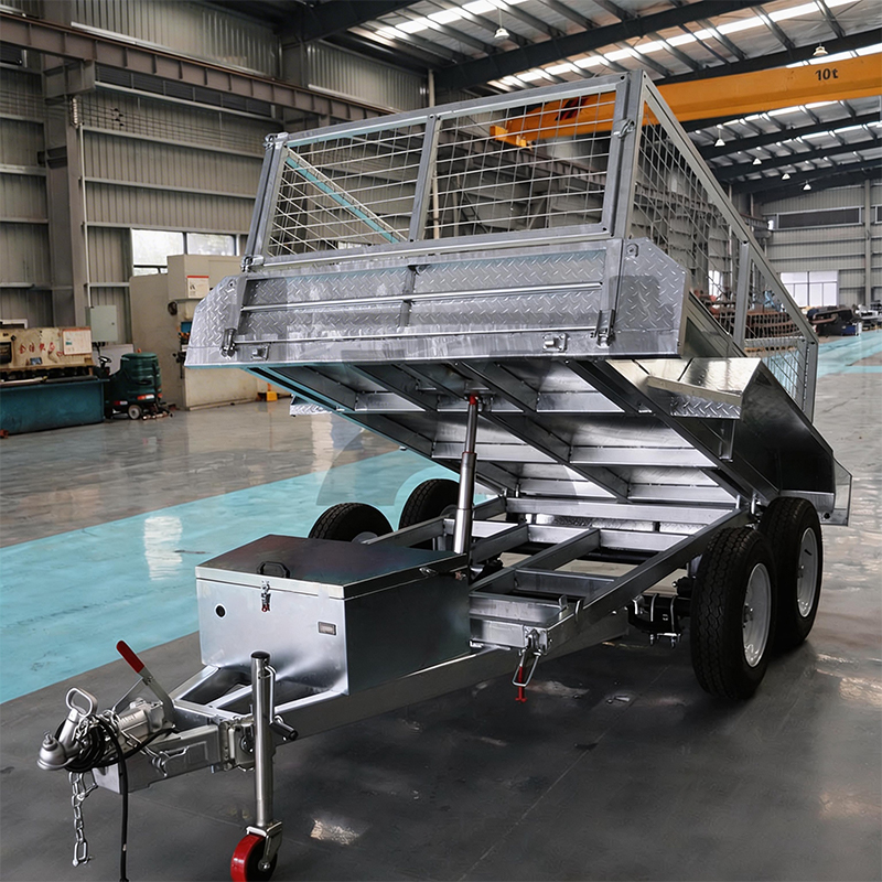 Remolque hidráulico galvanizado para volcar plantas agrícolas en tándem