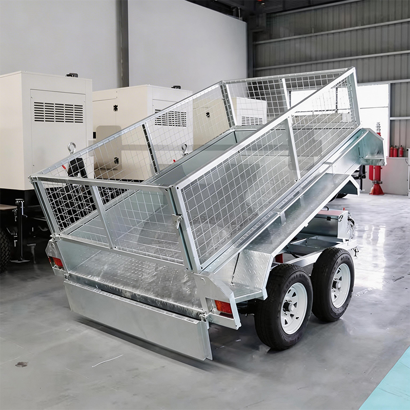 Remolque hidráulico galvanizado para volcar plantas agrícolas en tándem