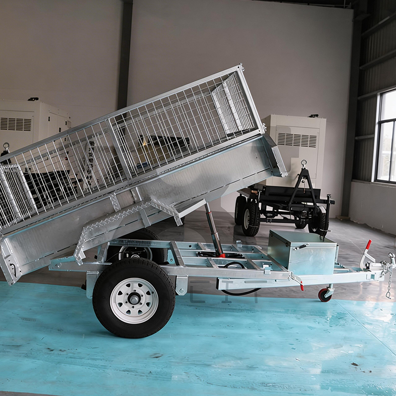Remolque hidráulico de jaula plateada autodumping de un solo eje