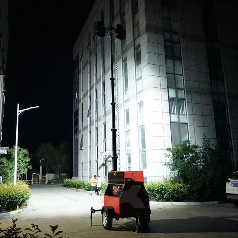 Torre de luz tipo remolque móvil de 300 kg
