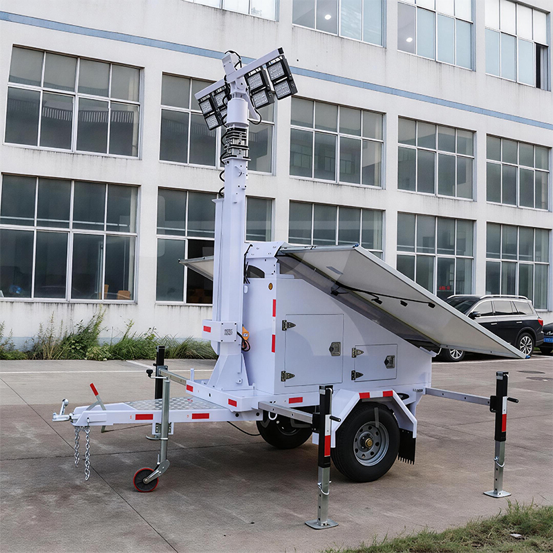 Torre de luz tipo remolque de almacenamiento de energía solar