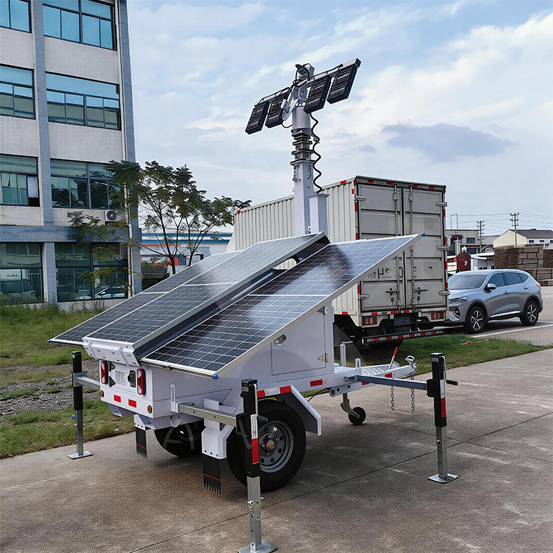 Torre de luz tipo remolque de almacenamiento de energía solar