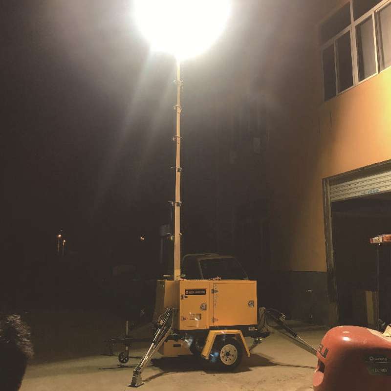 Torre de luz móvil con energía solar para la industria