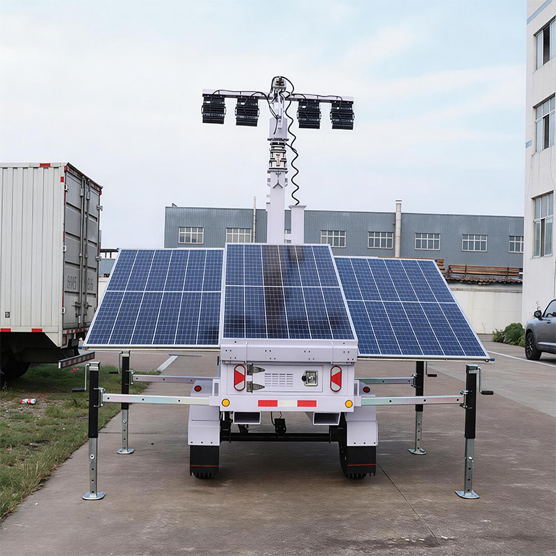 Torre LED solar móvil tipo remolque