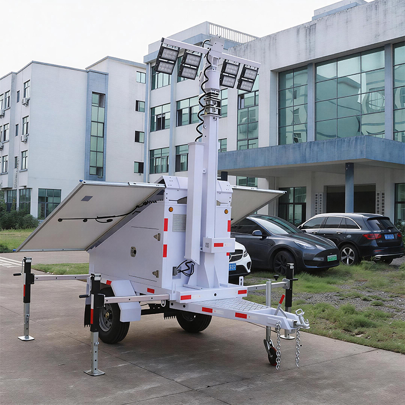 Torre LED solar móvil tipo remolque