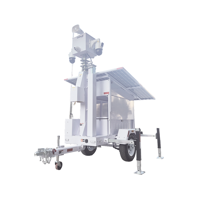 Luz de torre móvil alimentada por energía solar para monitoreo de seguridad